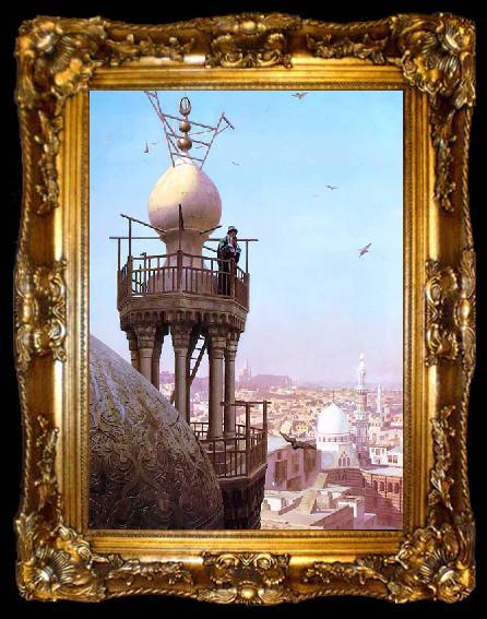 framed  Jean-Leon Gerome A Muezzin Calling from the Top of a Minaret the Faithful to Prayer, ta009-2